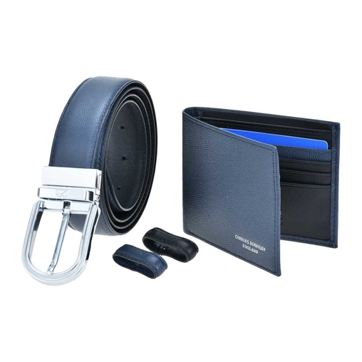 Tumbled Leather Wallet & Belt (Silver Buckle) Gift Set